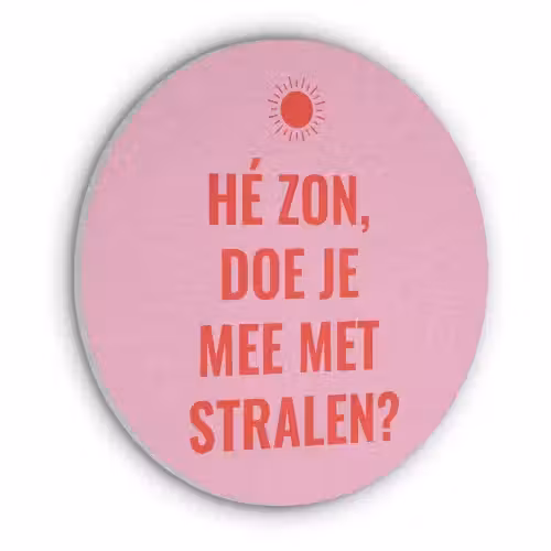 Roze - Zon - Quote Akoestische PET Vilt - Rond klein -3d