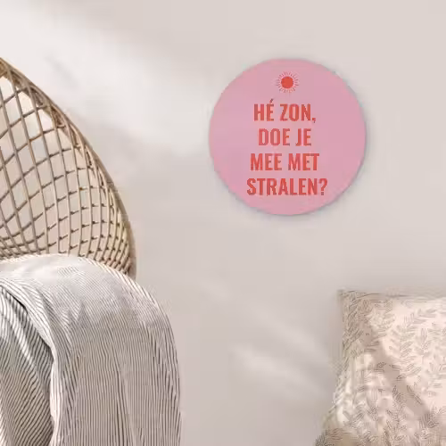Roze - Zon - Quote Akoestische PET Vilt - Rond klein -sfeer4