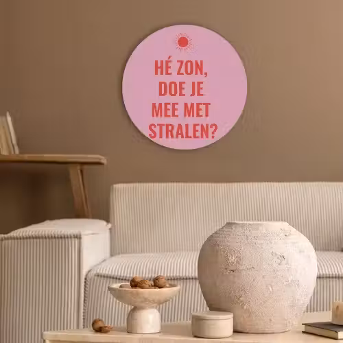 Roze - Zon - Quote Akoestische PET Vilt - Rond klein -sfeer1