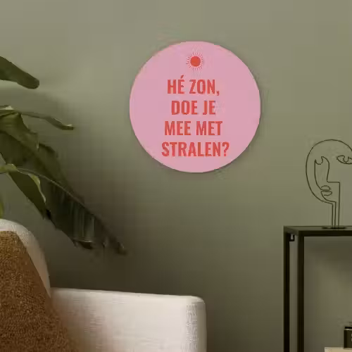 Roze - Zon - Quote Akoestische PET Vilt - Rond klein -sfeer2