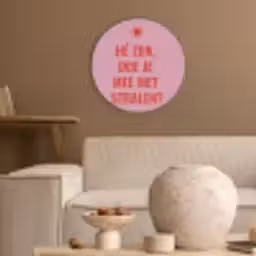 Roze - Zon - Quote Akoestische PET Vilt - Rond klein -sfeer1