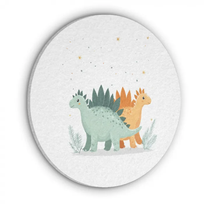 Planten - Sterren - Dinosaurussen - Oranje Akoestische PET Vilt - Rond klein -3d