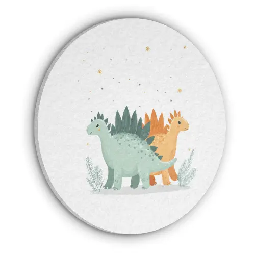 Planten - Sterren - Dinosaurussen - Oranje Akoestische PET Vilt - Rond klein -3d