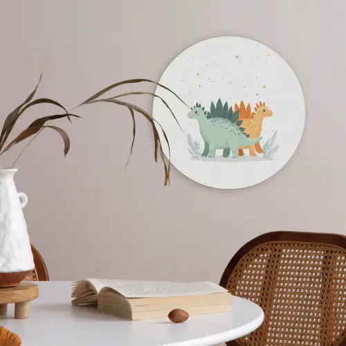 Planten - Sterren - Dinosaurussen - Oranje Akoestische PET Vilt - Rond klein -sfeer3