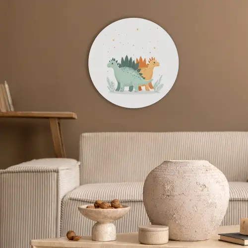 Planten - Sterren - Dinosaurussen - Oranje Akoestische PET Vilt - Rond klein -sfeer1