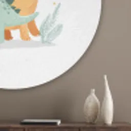 Planten - Sterren - Dinosaurussen - Oranje Akoestische PET Vilt - Rond klein -sfeer5_closeup
