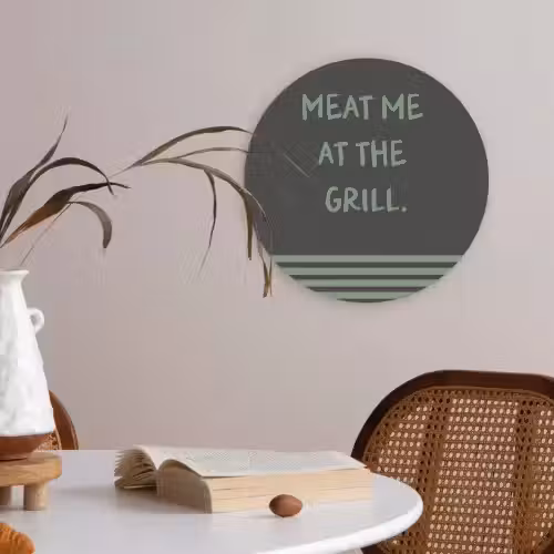Quote - Groen - Grill - Zomer Akoestische PET Vilt - Rond klein -sfeer3