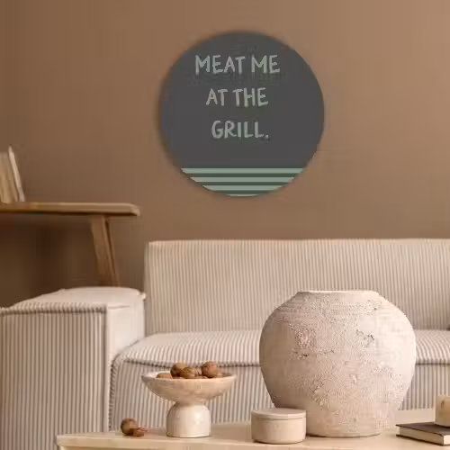 Quote - Groen - Grill - Zomer Akoestische PET Vilt - Rond klein -sfeer1