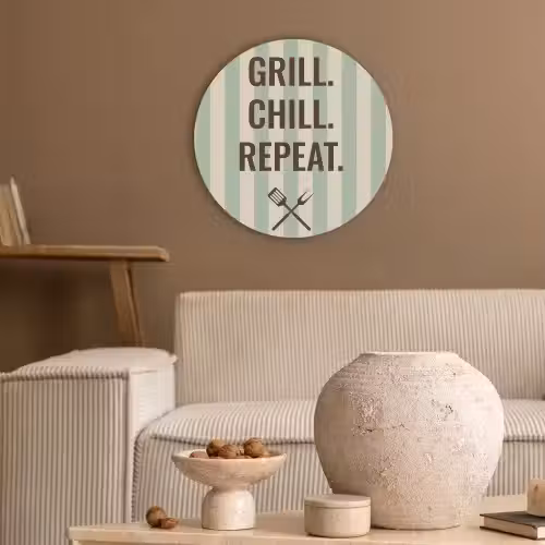 Quote - Strepen - Grill Akoestische PET Vilt - Rond klein -sfeer1