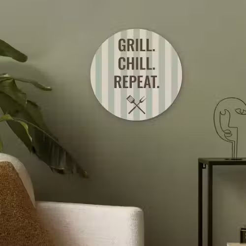 Quote - Strepen - Grill Akoestische PET Vilt - Rond klein -sfeer2
