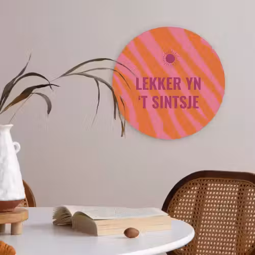 Quote - Zomer - Roze Akoestische PET Vilt - Rond klein -sfeer3
