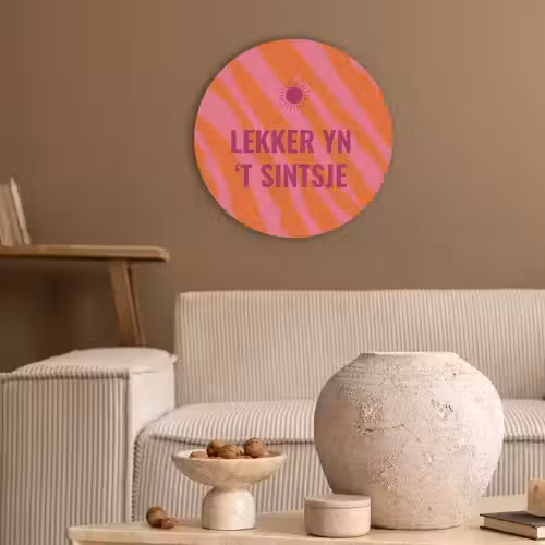 Quote - Zomer - Roze Akoestische PET Vilt - Rond klein -sfeer1