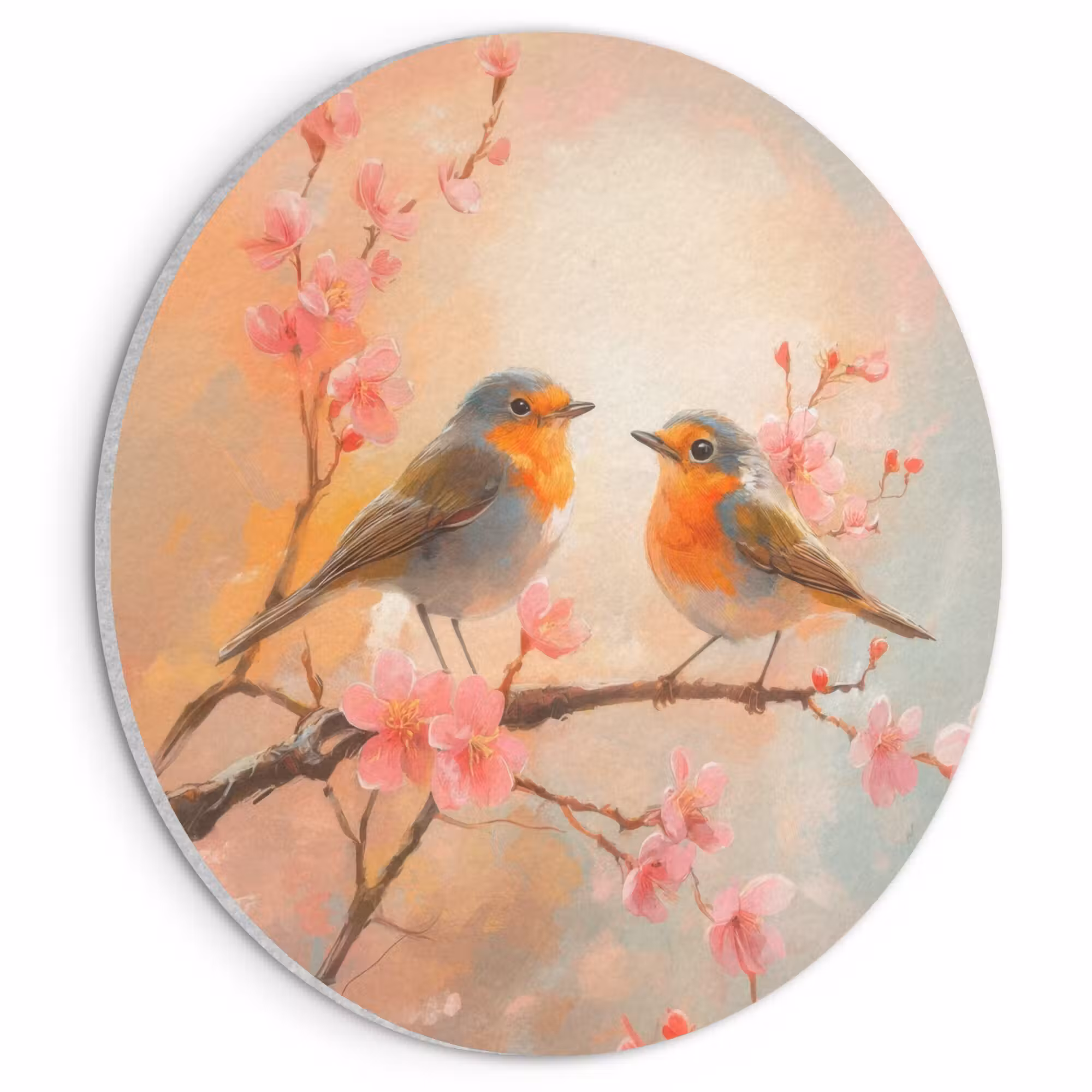 Acoustic painting round - Robins - Ornamental - Blossom Branch
