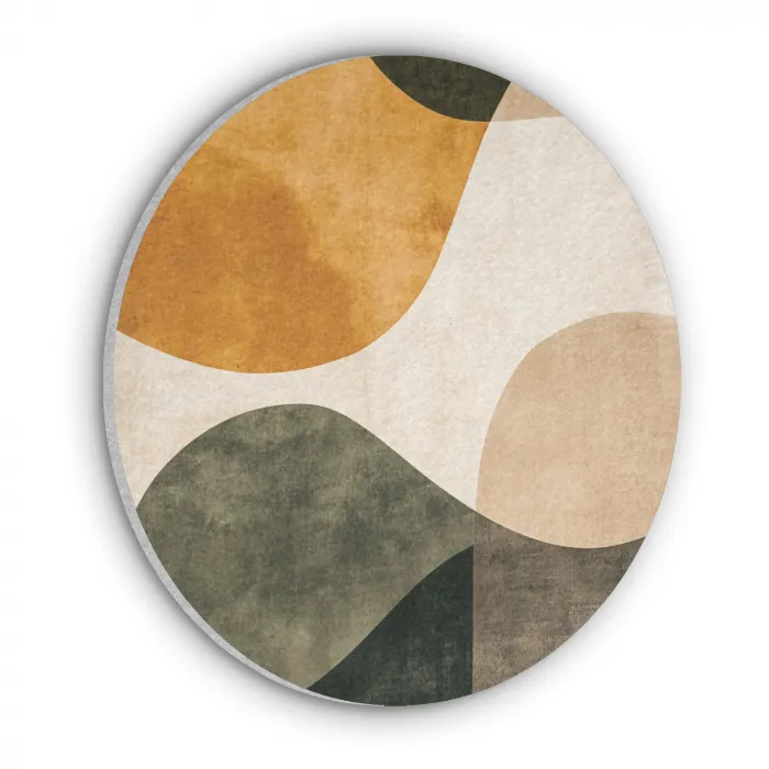 Vormen - Okergeel - Abstract Akoestische PET Vilt - Rond klein -3d