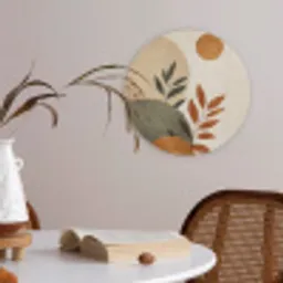 Vormen - Rond - Bladeren - Beige Akoestische PET Vilt - Rond klein -sfeer3
