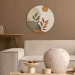 Vormen - Rond - Bladeren - Beige Akoestische PET Vilt - Rond klein -sfeer1
