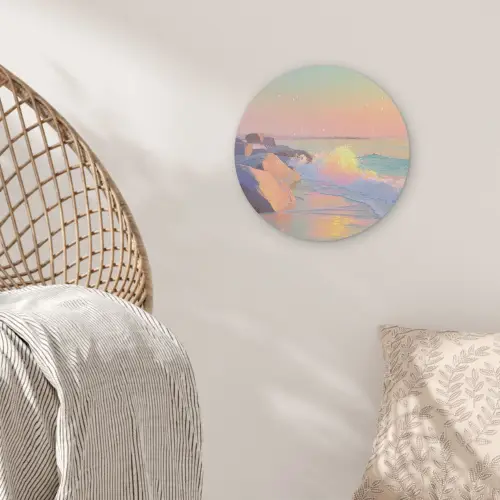 Zomerlicht - Strand - Fonkelende accenten Akoestische PET Vilt - Rond klein -sfeer4
