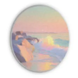Zomerlicht - Strand - Fonkelende accenten Akoestische PET Vilt - Rond klein -3d