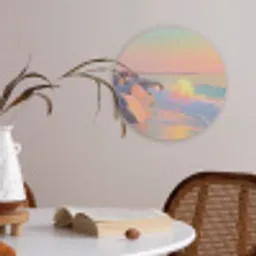 Zomerlicht - Strand - Fonkelende accenten Akoestische PET Vilt - Rond klein -sfeer3
