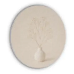 Vaas - Takken - Bloemetjes - Wit Akoestische PET Vilt - Rond klein -3d