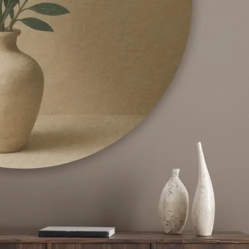 Vaas - Olijftakken - Bladeren - Beige Akoestische PET Vilt - Rond klein -sfeer5_closeup