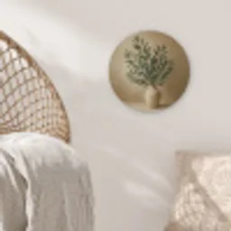 Vaas - Olijftakken - Bladeren - Beige Akoestische PET Vilt - Rond klein -sfeer4