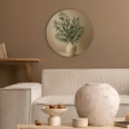 Vaas - Olijftakken - Bladeren - Beige Akoestische PET Vilt - Rond klein -sfeer1