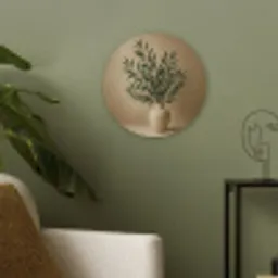 Vaas - Olijftakken - Bladeren - Beige Akoestische PET Vilt - Rond klein -sfeer2