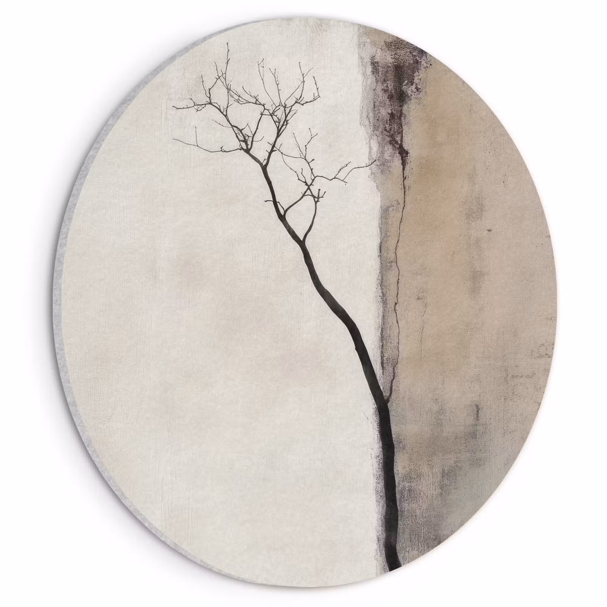 Acoustic painting round - Wabi sabi - Plant - Beige
