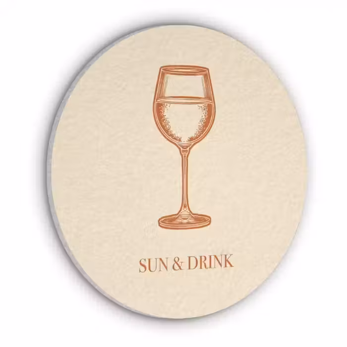 Wijn - Zomer - Quote - Oranje Akoestische PET Vilt - Rond klein -3d