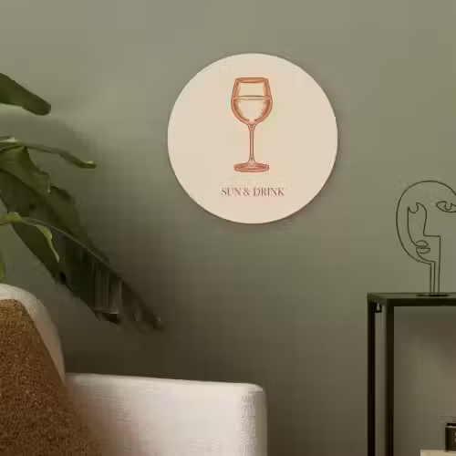 Wijn - Zomer - Quote - Oranje Akoestische PET Vilt - Rond klein -sfeer2
