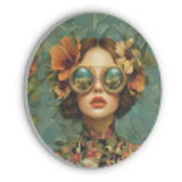 Vrouw - Bloemen - Vlinders - Natuur - Vintage Akoestische PET Vilt - Rond klein -3d