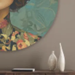 Vrouw - Bloemen - Vlinders - Natuur - Vintage Akoestische PET Vilt - Rond klein -sfeer5_closeup