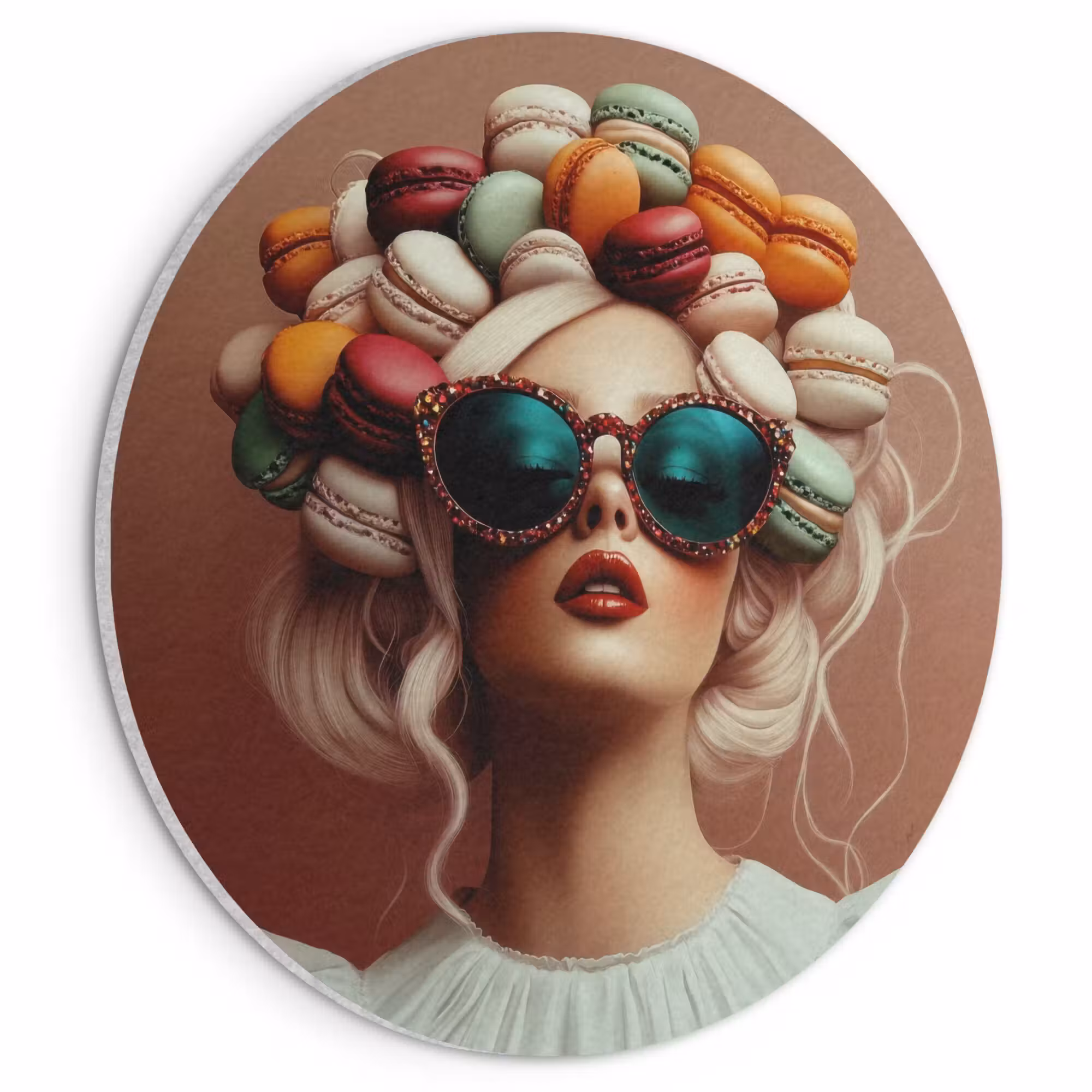 Acoustic painting round - Woman - Macaroons - Glasses