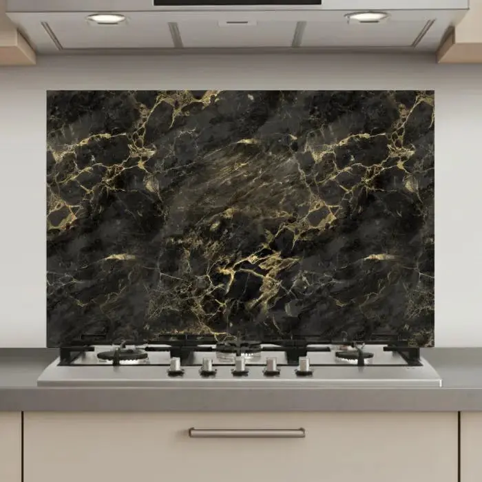 Black and gold splashback