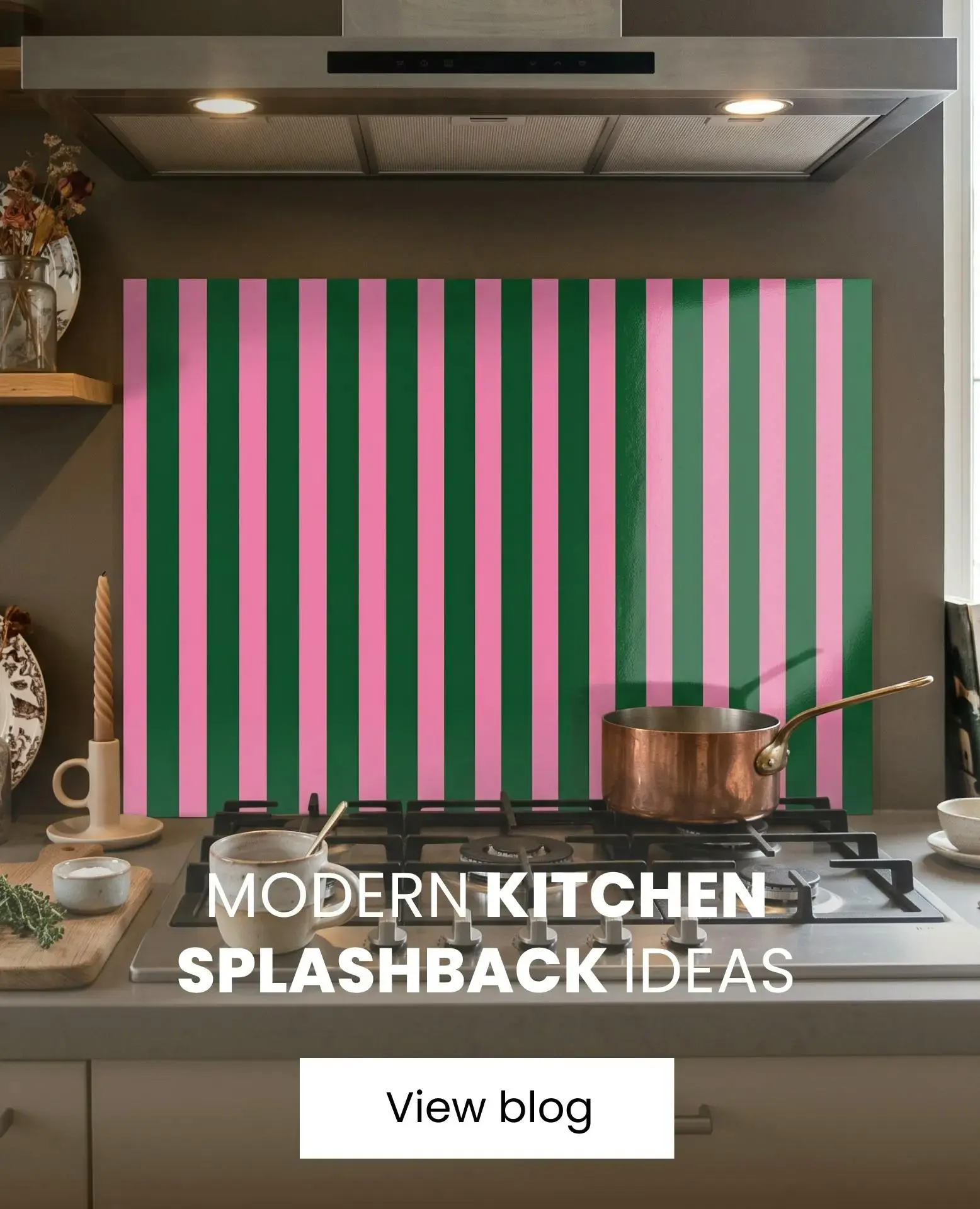 pink and green striped splashback