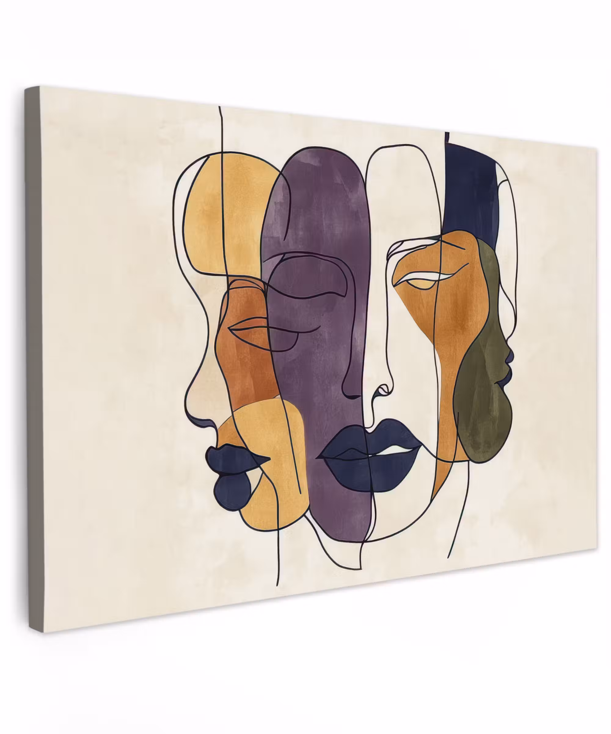 Canvas Print - Abstract - Overlapping faces - Purple - Dark green