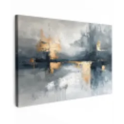 Kunst - Grijs - Goud - Abstract canvas 2cm klein -z3d