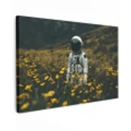Astronaut - Bloemen - Veld - Geel canvas 2cm klein -z3d