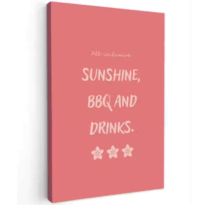 BBQ - Quote - Roze - Zomer canvas 2cm klein -z3d