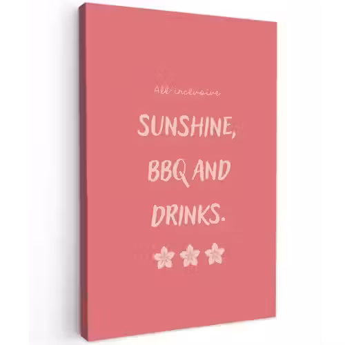 BBQ - Quote - Roze - Zomer canvas 2cm klein -z3d