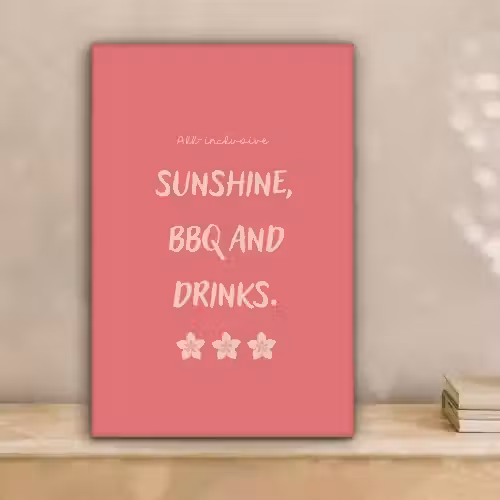 BBQ - Quote - Roze - Zomer canvas 2cm klein -sfeer1