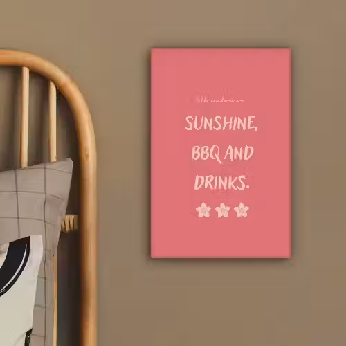 BBQ - Quote - Roze - Zomer canvas 2cm klein -sfeer3