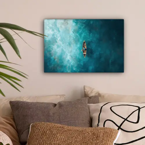 Bootje - Water - Blauw canvas 2cm klein -sfeer1