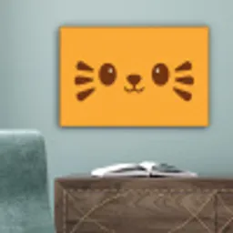 Kat - Simplistisch - Oranje - Vrolijk canvas 2cm klein -sfeer4