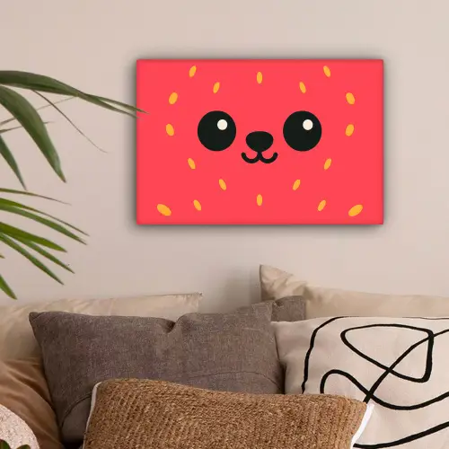 Kat - Aardbei - Cartoon canvas 2cm klein -sfeer1