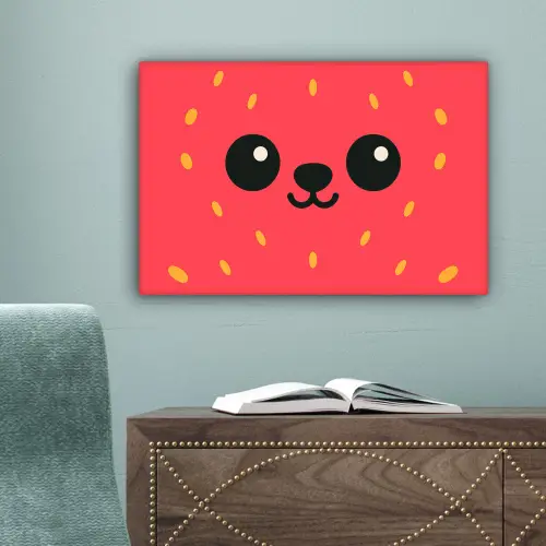 Kat - Aardbei - Cartoon canvas 2cm klein -sfeer4