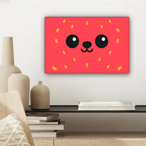 Kat - Aardbei - Cartoon canvas 2cm klein -sfeer6