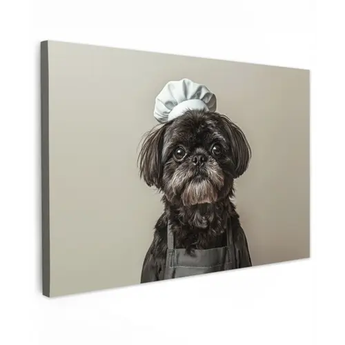 Kokskleding - Zwart - Hondje canvas 2cm klein -z3d