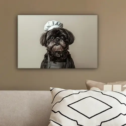 Kokskleding - Zwart - Hondje canvas 2cm klein -sfeer3